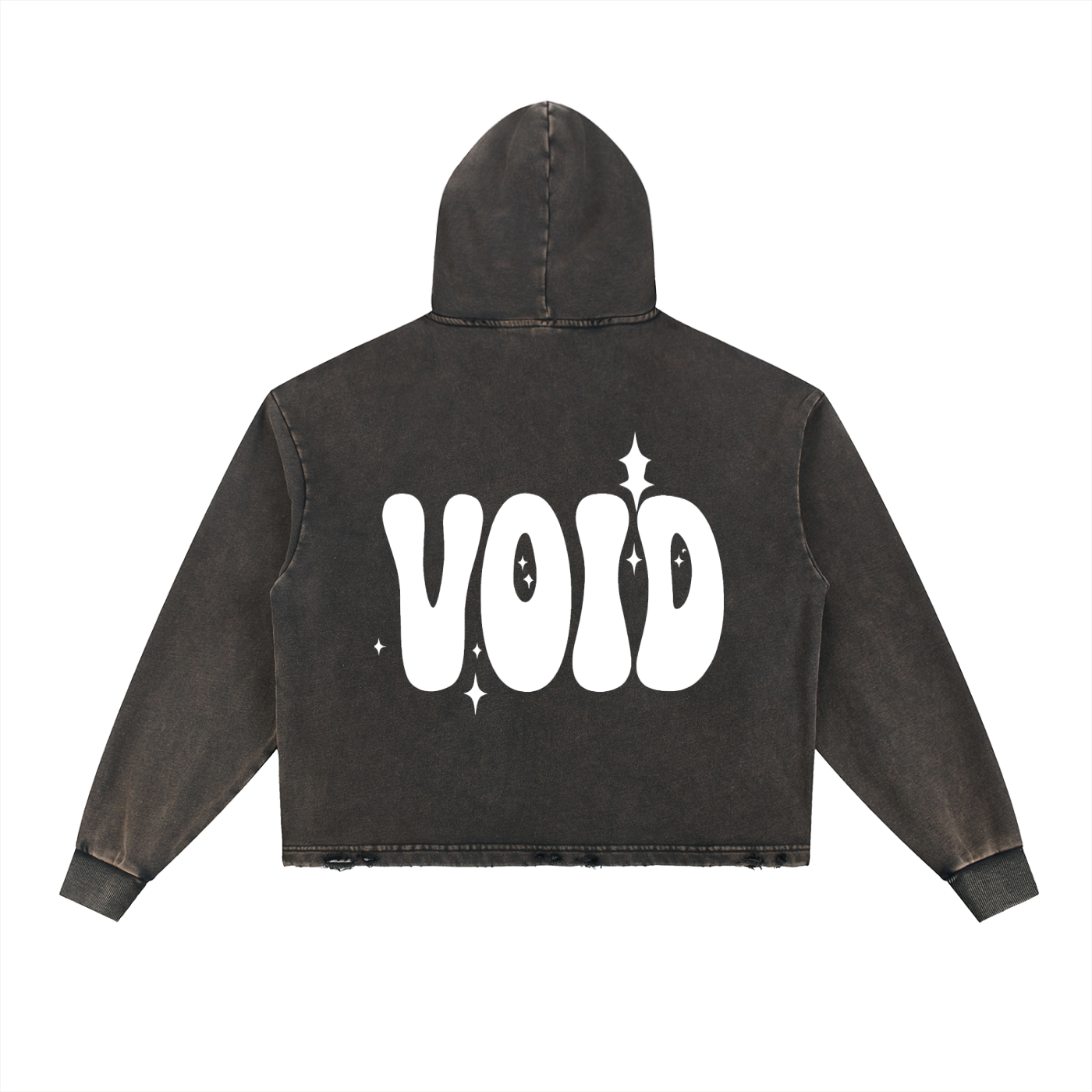 BLACK x VOID -Vintage Washed Frayed-Hem Hoodie