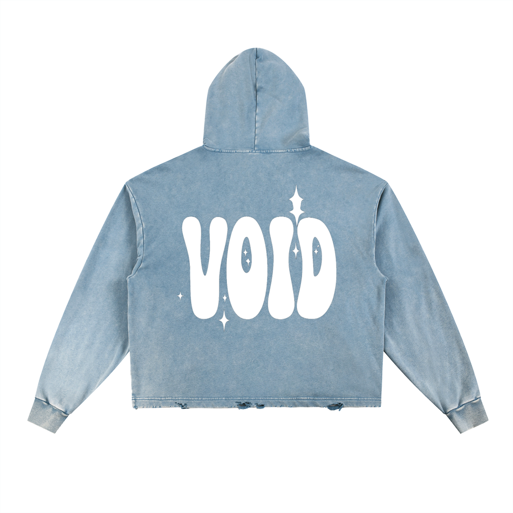 Vintage Washed Frayed-Hem Hoodie
