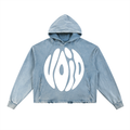 BLUE x VOID -Vintage Washed Frayed-Hem Hoodie