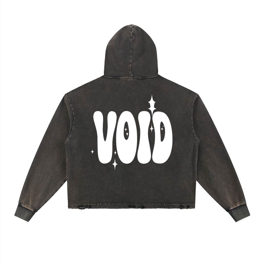 Vintage Washed Frayed-Hem Hoodie